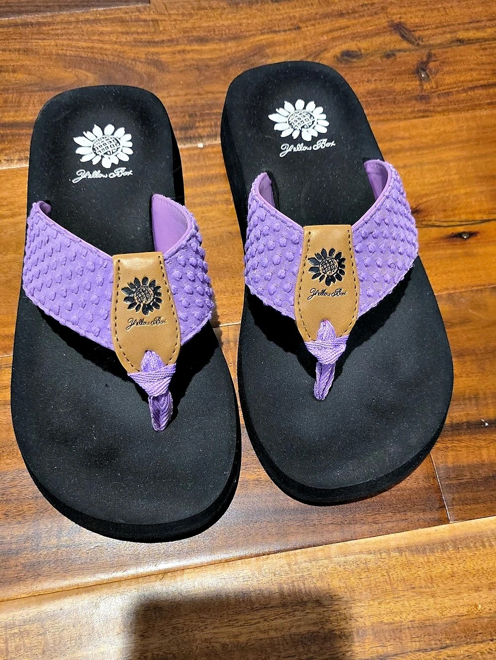 Yellow Box Purple & Black Flip-Flop Sandals